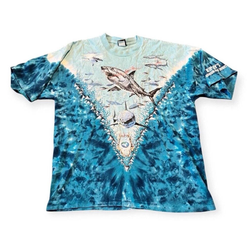 Original Liquid Blue 1997 Vintage 2XL Shark Myrtle Beach SC Tie Dye Shirt Grunge
